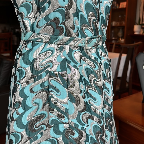 RARE Vintage 1960’s Mod Size 4 Dress & Jacket Silver Blue Lame Brocade - Picture 6 of 15